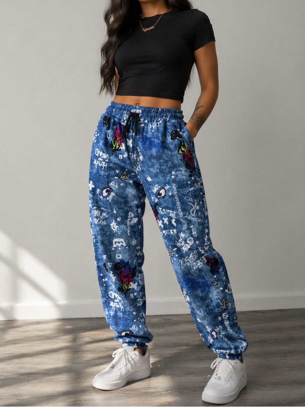 Drill Clothing CO. Blue Graphic Jogger Sweatpants